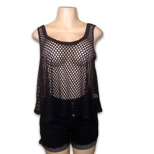 Light Turquoise Fish Net Short-long top.